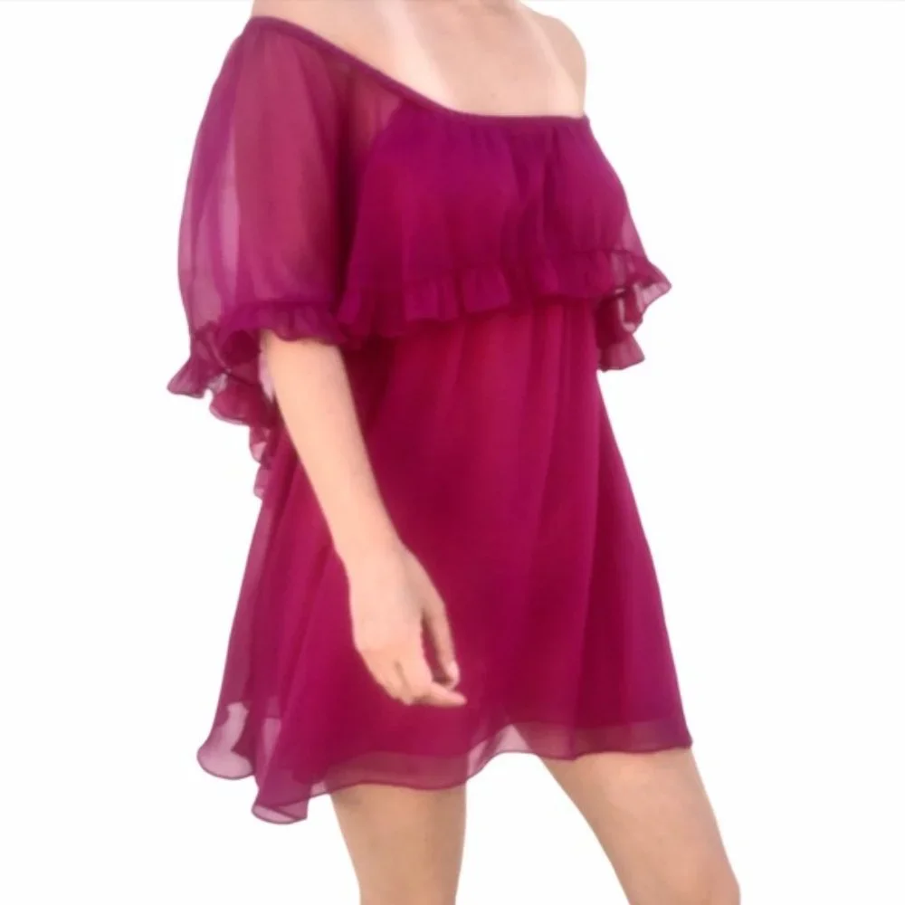FREE PEOPLE Off Shoulder Ruffle Cape Dress EUC sz S/M